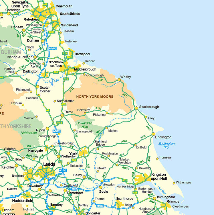Map of Yorkshire, Teesside and the North East showing the area RPL covers